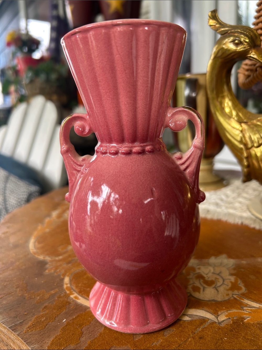 Vintage Royal Copley Pink Double-handled Trophy Vase